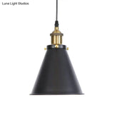 Industrial Horn Shaped Pendant Light In Rust/Copper/Brass - 1-Light Bedside Fixture