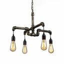 Industrial Iron 2-Layer Water Pipe Chandelier With Bronze Finish - 4/6 Heads Dining Room Ceiling