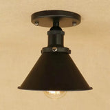 Industrial Iron Cone Shade 1 - Light Ceiling Lamp: Rust/Black/Copper Semi Mount Lighting Black