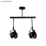 Industrial Iron Dome Restaurant Semi Flush Mount Ceiling Light Fixture With Linear Design - 2/3