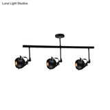 Industrial Iron Dome Restaurant Semi Flush Mount Ceiling Light Fixture With Linear Design - 2/3