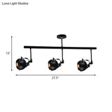 Industrial Iron Dome Restaurant Semi Flush Mount Ceiling Light Fixture With Linear Design - 2/3