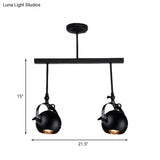 Industrial Iron Dome Restaurant Semi Flush Mount Ceiling Light Fixture With Linear Design - 2/3