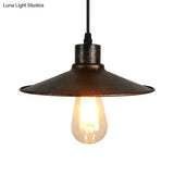 Industrial Iron Flared Shade Pendant Ceiling Light - Antique Brass/Rust Finish Ideal For Dining
