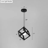 Industrial Iron Geometric Cage Hanging Ceiling Light - Black Suspension Lamp For Restaurants