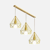 Industrial Iron Hanging Ceiling Light With 3 Golden Globe Diamond And Star Shades Gold /