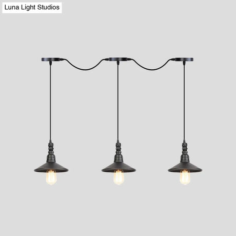 Industrial Iron Multi Head Pendant Light In Black Finishing Lighting