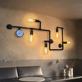 Industrial Iron Wall Sconce Lighting - Black Water Pipe Fixture For Restaurants / C