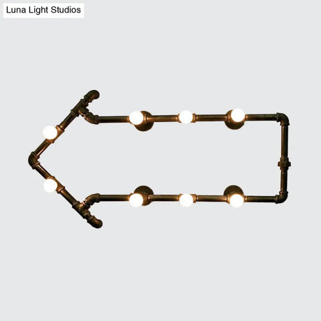 Industrial Iron Wall Sconce With Black/Copper Arrow Design & 8 Lights Living Room Book Rack Light