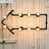 Industrial Iron Wall Sconce With Black/Copper Arrow Design & 8 Lights Living Room Book Rack Light