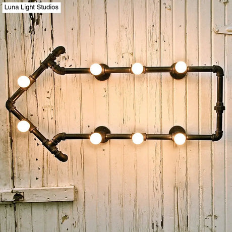 Industrial Iron Wall Sconce With Black/Copper Arrow Design & 8 Lights Living Room Book Rack Light