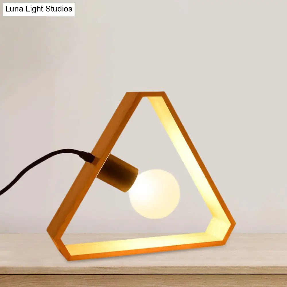 Industrial Loft Triangle Table Light With Wooden Frame - Bedroom Standing