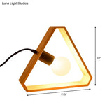 Industrial Loft Triangle Table Light With Wooden Frame - Bedroom Standing
