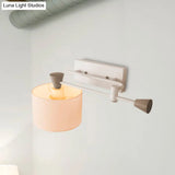 Industrial Loft White Fabric Drum Shade Wall Mount Sconce Light - Adjustable Bedroom Lighting