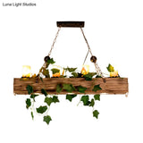 Industrial Marble Pendant Light With 4 Wood Lights For Dining Room Island