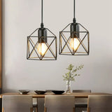Industrial Metal 1-Light Black Cage Pendant Light - Stylish Bedside Fixture / C