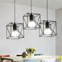 Industrial Metal 1-Light Black Cage Pendant Light - Stylish Bedside Fixture / D