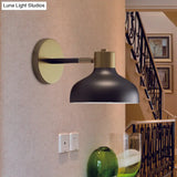 Industrial Metal Barn Sconce Lamp: Black Bedside Wall Mount With Plug-In Cord