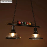 Industrial Metal Billiards Island Light For Restaurants With Bowl Shade