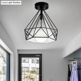 Industrial Metal Black Flush Mount Ceiling Light - Diamond Close To Lighting