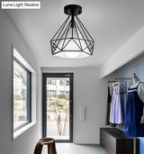 Industrial Metal Black Flush Mount Ceiling Light - Diamond Close To Lighting