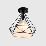 Industrial Metal Black Flush Mount Ceiling Light - Diamond Close To Lighting