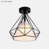 Industrial Metal Black Flush Mount Ceiling Light - Diamond Close To Lighting
