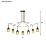 Industrial Metal Black Island Light Fixture With Mesh Bell Shades - 5/7-Head Hanging Ceiling Lamp
