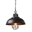 Industrial Metal Cage Pendant Ceiling Light In Black - Stylish Dining Room Hanging Lighting