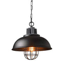 Industrial Metal Cage Pendant Ceiling Light In Black - Stylish Dining Room Hanging Lighting