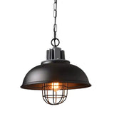 Industrial Metal Cage Pendant Ceiling Light In Black - Stylish Dining Room Hanging Lighting