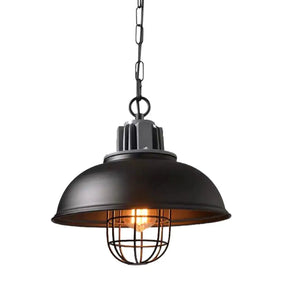 Industrial Metal Cage Pendant Ceiling Light In Black - Stylish Dining Room Hanging Lighting