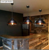 Industrial Metal Cage Pendant Ceiling Light In Black - Stylish Dining Room Hanging Lighting