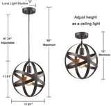 Industrial Metal Cage Pendant Light With Hanging Cord - Perfect For Restaurant Ceiling Lighting