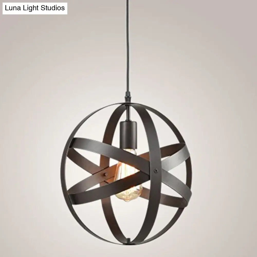 Industrial Metal Cage Pendant Light With Hanging Cord - Perfect For Restaurant Ceiling Lighting