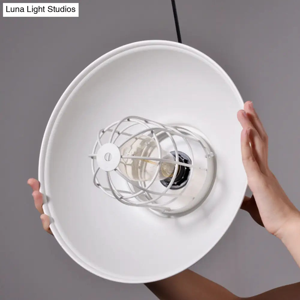 Industrial Metal Cage Shaded Black Pendant Light - Commercial Ceiling Lighting