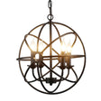 Industrial Metal Caged Pendant Chandelier With Interlinked Rings - 4 Lights For Living Room Black