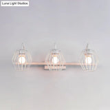 Industrial Metal Caged Wall Mount Sconce Light - 2/3 Lights For Living Room In Black/White