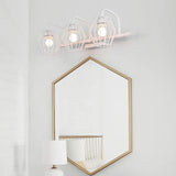 Industrial Metal Caged Wall Mount Sconce Light - 2/3 Lights For Living Room In Black/White 3 / White