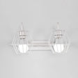 Industrial Metal Caged Wall Mount Sconce Light - 2/3 Lights For Living Room In Black/White 2 / White