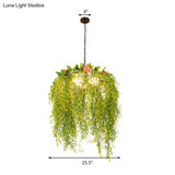 Industrial Metal Chandelier Light - Green Restaurant Pendant 18’/25.5’ Wide 3 Lights