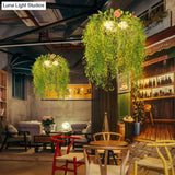 Industrial Metal Chandelier Light - Green Restaurant Pendant 18’/25.5’ Wide 3 Lights