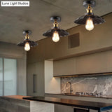 Industrial Metal Cone Ceiling Mount Light Fixture - Modern Black Finish For Restaurants And