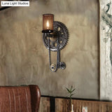 Industrial Metal Cylinder Wall Light: Vintage 1-Light Sconce Lamp With Antique Silver Finish And