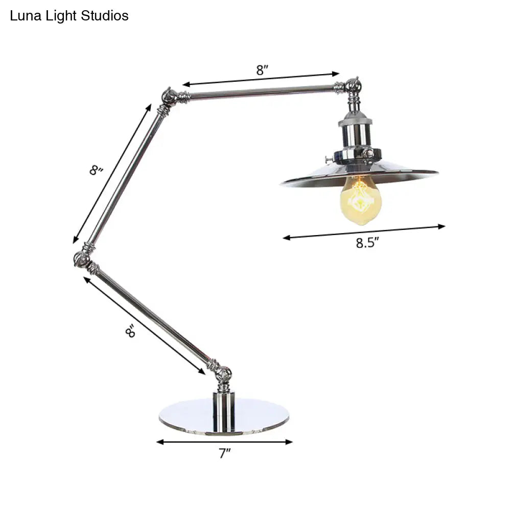 Industrial Metal Desk Light With Adjustable Arm And Chrome Finish For Study Rooms