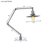 Industrial Metal Desk Light With Adjustable Arm And Chrome Finish For Study Rooms