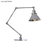 Industrial Metal Desk Light With Adjustable Arm And Chrome Finish For Study Rooms