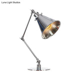 Industrial Metal Desk Light With Adjustable Arm And Chrome Finish For Study Rooms