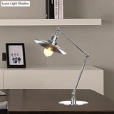 Industrial Metal Desk Light With Adjustable Arm And Chrome Finish For Study Rooms