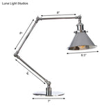 Industrial Metal Desk Light With Adjustable Arm And Chrome Finish For Study Rooms